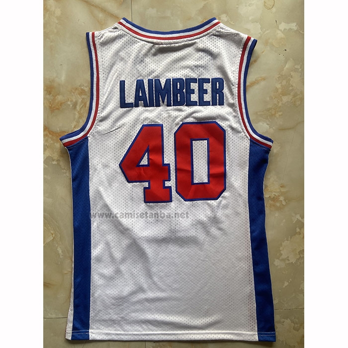 Camiseta Detroit Pistons Bill Laimbeer NO 40 Mitchell & Ness 1988-89 Blanco